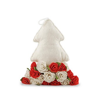 Cuscino a forma di Albero di Natale con rose H 40 L 33cm