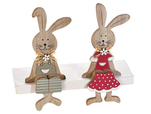 Coppia coniglietti da appoggio in legno